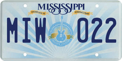 MS license plate MIW022