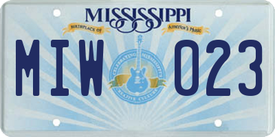 MS license plate MIW023