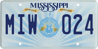 MS license plate MIW024