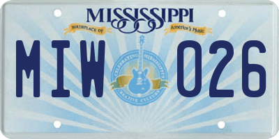 MS license plate MIW026