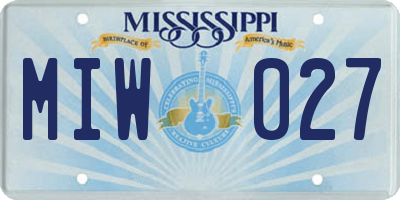 MS license plate MIW027