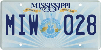 MS license plate MIW028
