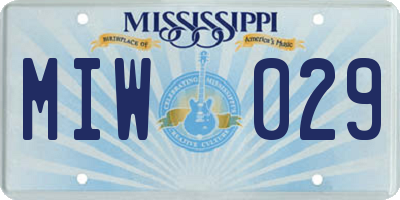 MS license plate MIW029