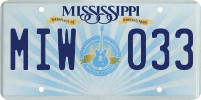 MS license plate MIW033