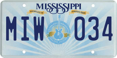 MS license plate MIW034