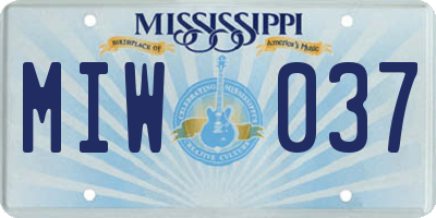 MS license plate MIW037