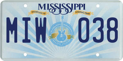 MS license plate MIW038
