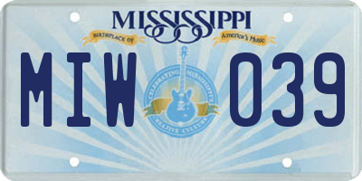 MS license plate MIW039