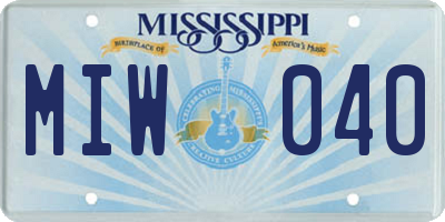 MS license plate MIW040