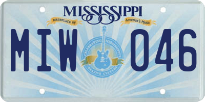 MS license plate MIW046