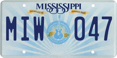 MS license plate MIW047
