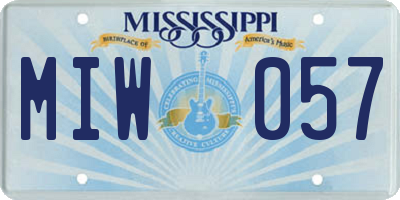 MS license plate MIW057