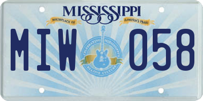MS license plate MIW058