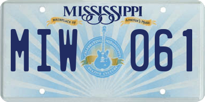 MS license plate MIW061