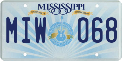 MS license plate MIW068