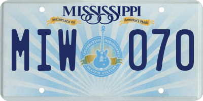 MS license plate MIW070
