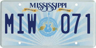 MS license plate MIW071