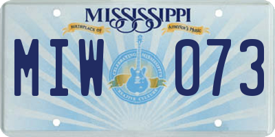 MS license plate MIW073