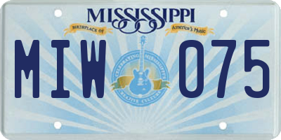 MS license plate MIW075