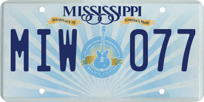 MS license plate MIW077