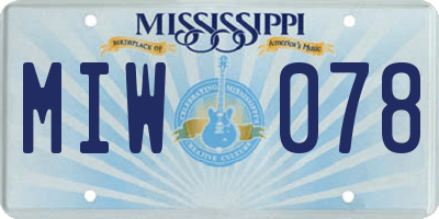 MS license plate MIW078