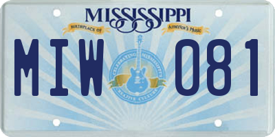 MS license plate MIW081