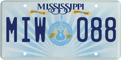 MS license plate MIW088