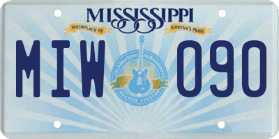 MS license plate MIW090