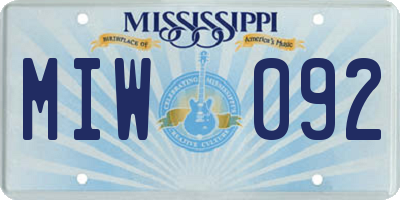 MS license plate MIW092