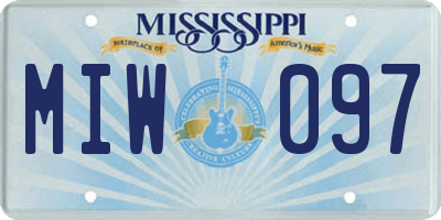 MS license plate MIW097