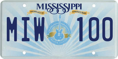 MS license plate MIW100