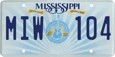 MS license plate MIW104