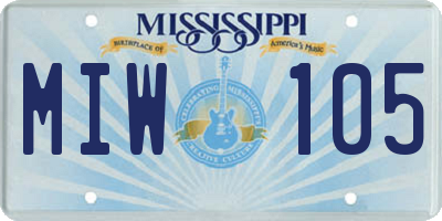 MS license plate MIW105