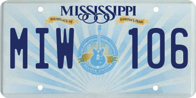 MS license plate MIW106
