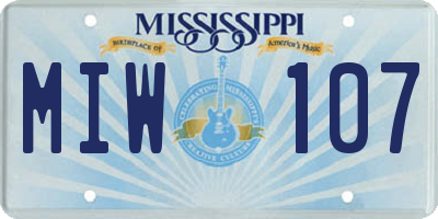 MS license plate MIW107