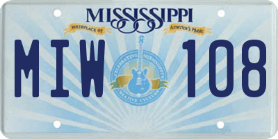 MS license plate MIW108