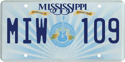 MS license plate MIW109