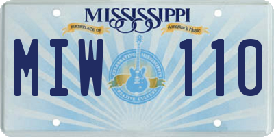 MS license plate MIW110