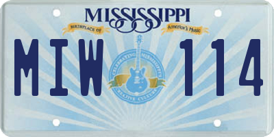 MS license plate MIW114