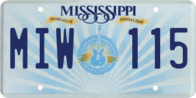 MS license plate MIW115