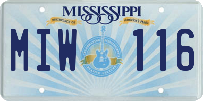 MS license plate MIW116