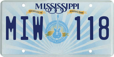 MS license plate MIW118