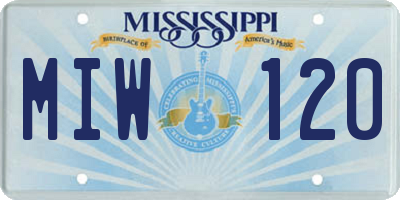 MS license plate MIW120