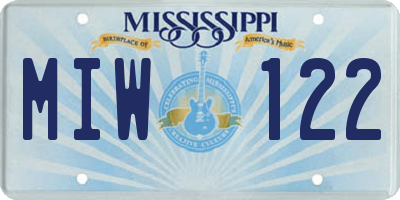 MS license plate MIW122