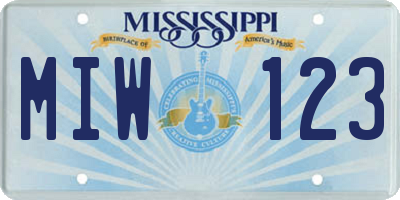MS license plate MIW123