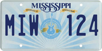 MS license plate MIW124