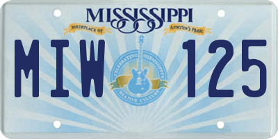 MS license plate MIW125