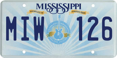 MS license plate MIW126