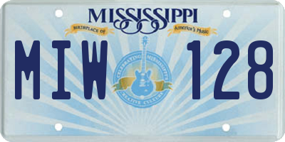 MS license plate MIW128
