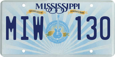 MS license plate MIW130